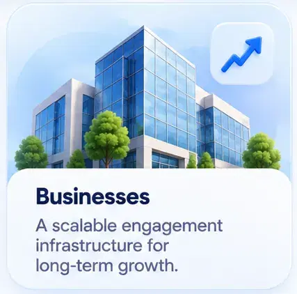 Businesses — A scalable engagement infrastructure for long-term growth.